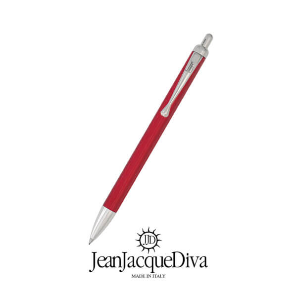 penna a sfera Grazia Deledda Lacca rossa - Grazia Deledda di JeanGrazia Deledda biro di lusso in lacca e argento nov25 di JeanJacqueDiva