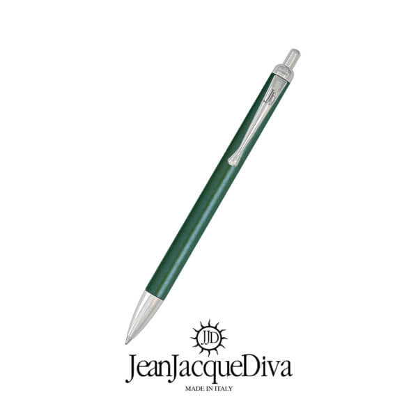 penna a sfera Grazia Deledda Lacca verde - Grazia Deledda di JeanGrazia Deledda biro di lusso in lacca e argento nov25 di JeanJacqueDiva