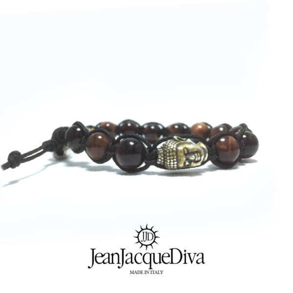 JJD bracciale Buddha Tamaschi - sfere 8 mm occhio di bue