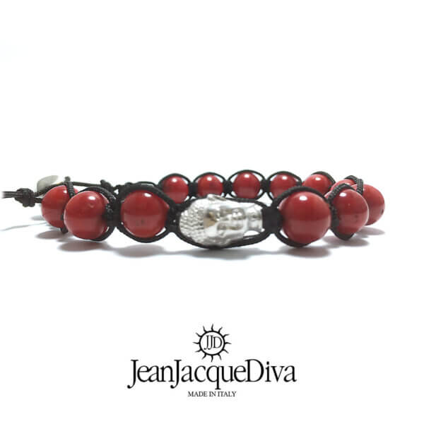 JJD bracciale Buddha - sfere 8 mm pasta di corallo