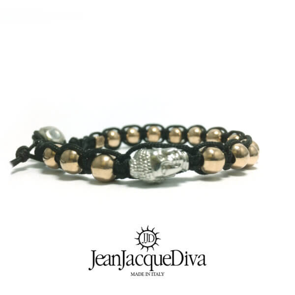 JJD bracciale etnico Tamaschi pepita - sfere 6 mm argento d'orato 925‰