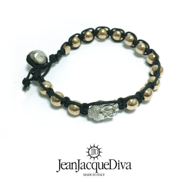 JJD bracciale etnico Tamaschi pepita - sfere 6 mm argento d'orato 925‰