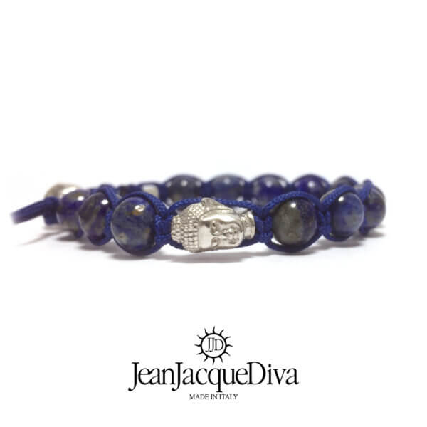 JJD bracciale Buddha Tamaschi e pepita in argento nov25 - sfere 8 mm lapislazzuli